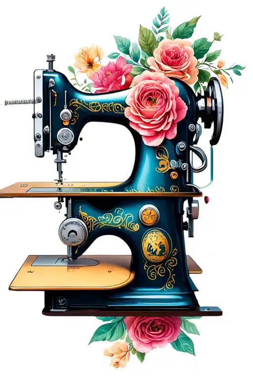 sewing machine tattoo design idea