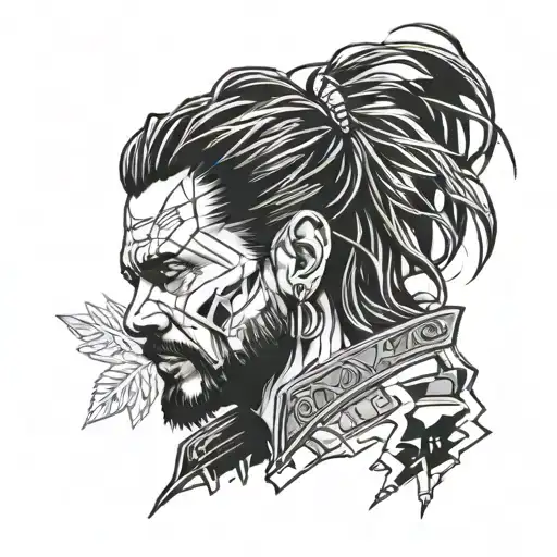 Johnny silverhand cyberpunk 2077 tattoo design idea
