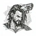 Johnny silverhand cyberpunk 2077 tattoo design idea