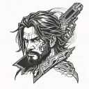 Johnny silverhand cyberpunk 2077 tattoo design idea