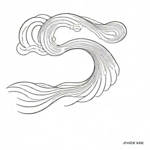 a wave hiding the word Allie in another language tattoo design idea