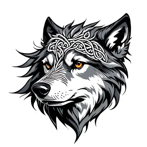 Celtic wolf surrounded tattoo design idea