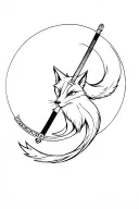 Fox spinning around a katana down tattoo design idea