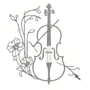 Music, cello, nature all together minimalist b&w tattoo tattoo design idea