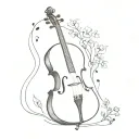 Music, cello, nature all together minimalist b&w tattoo tattoo design idea