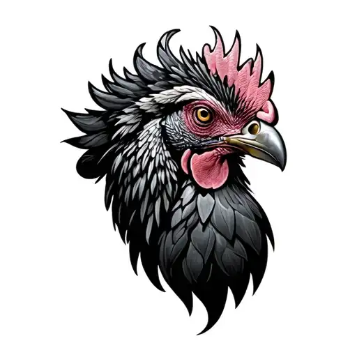 just the head of the fighting rooster  tattoo design idea