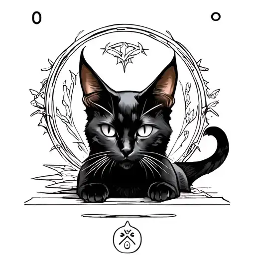 black cat as The Devil tarot card  tattoo design idea