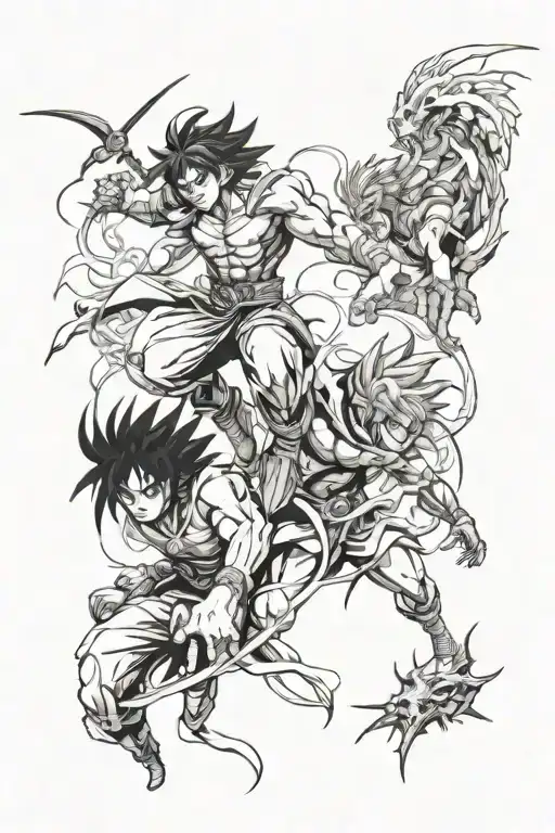 my hero  anime characters battling inner demons tattoo design idea