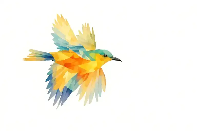 geometric realistic bird flying tattoo design idea