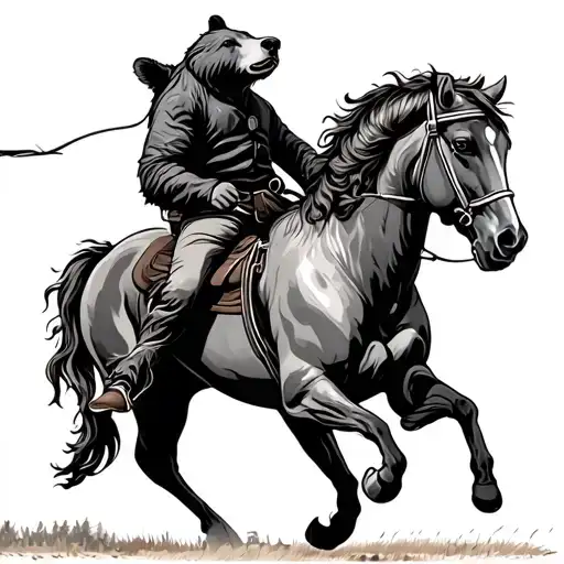 bear ridinga bucking horse tattoo design idea