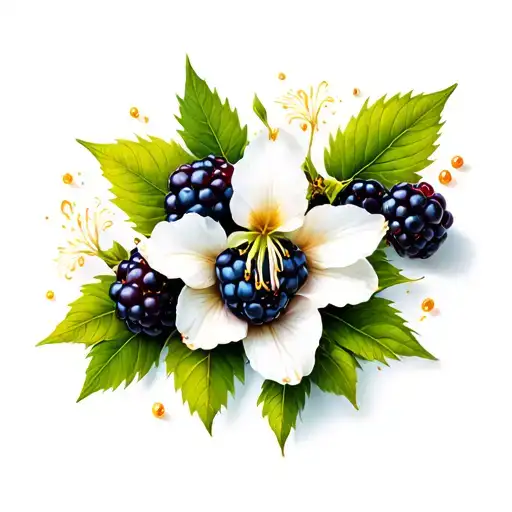 Honeysuckle And blackberries tattoo design idea