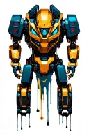 robot bust,in the style of Dead Pool, transformers with an excavator, dripping grease,cybernetyczny chaos,tłoki samochód tattoo design idea