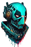 robot bust,in the style of Dead Pool, transformers with an excavator, dripping grease,cybernetyczny chaos,tłoki samochód tattoo design idea
