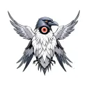 Raven with wings open, sharingan eyes from naruto anime, for chest tattoo design idea