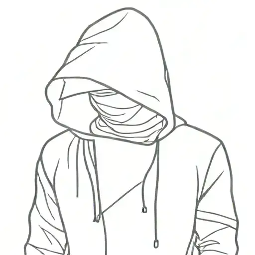 hooded armed figure tattoo design idea
