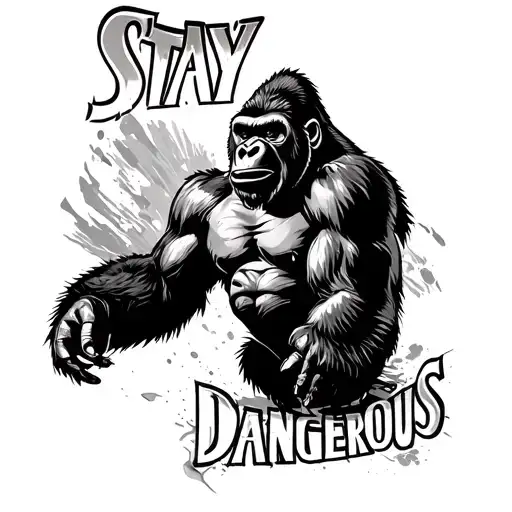 Gorilla attacking with the words stay dangerous under it tattoo design idea