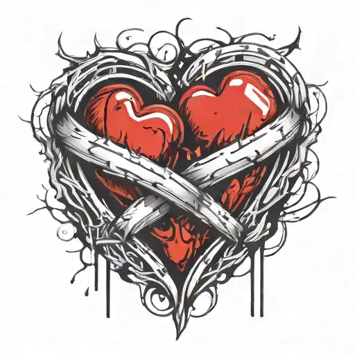 beating heart beat Two wedding rings intertwined blood tattoo design idea