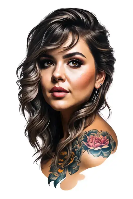 portrait of a Caucasian plus size model tattoo design idea