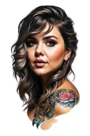 portrait of a Caucasian plus size model tattoo design idea