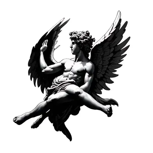 Eros the god of love falling angel tattoo design idea