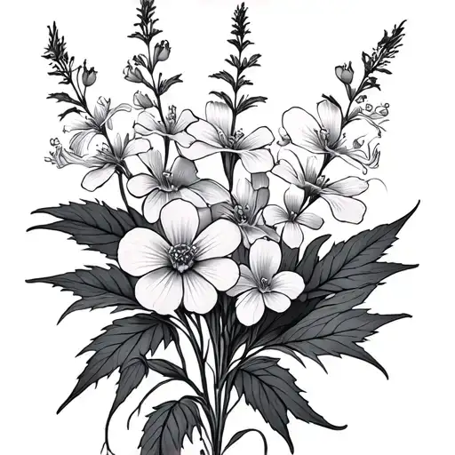 Fireweed forget me not tattoo design idea