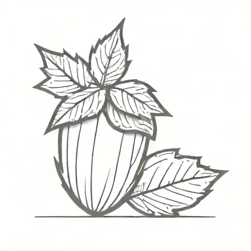 Punk look, acorn, minimalist design, fine line, alt tattoo design idea