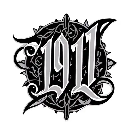 1991 old English font surrounded tattoo design idea