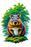 wombat surrounded by tree tattoo design idea
