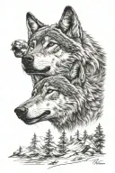wolf howling tattoo design idea