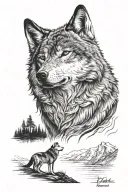wolf howling tattoo design idea