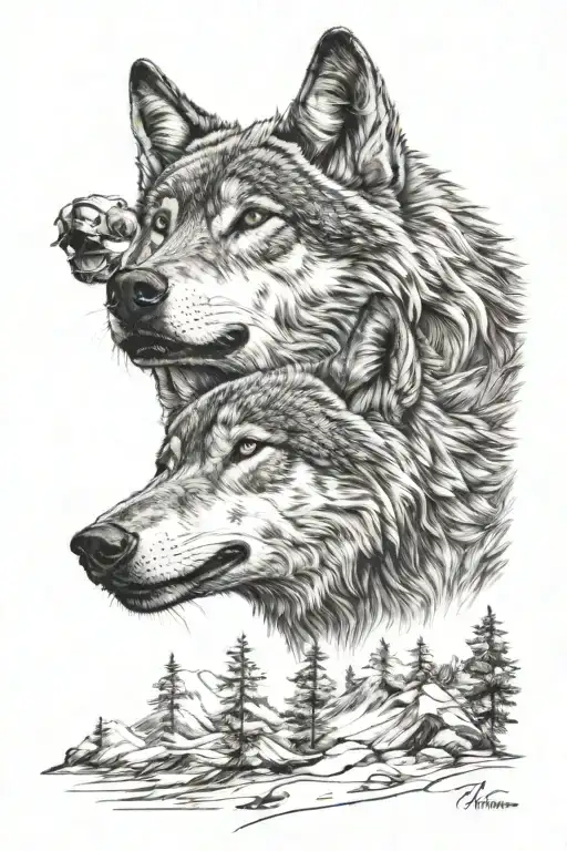 wolf howling tattoo design idea