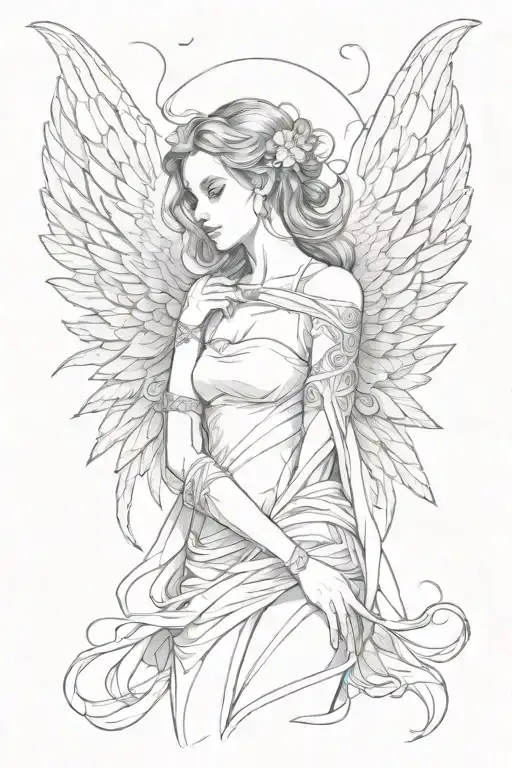 feminine broken angel tattoo design idea