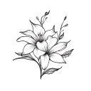 small medium under boob tattoo lilly flowers minimalisic tattoo design idea