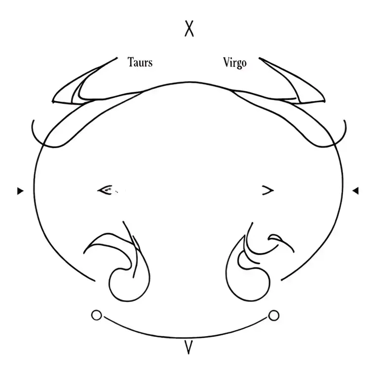 fine line Taurus, Leo, and Virgo zodiac separated in a straight line tattoo design idea
