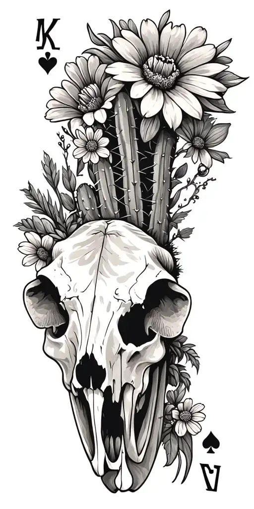 western, cow skull, playing cards, wild flowers , western jewelry, cactus, Kentucky, quilt patches, cactus tattoo design idea