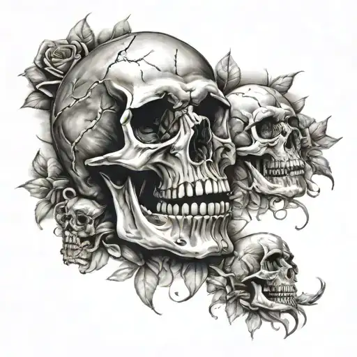 skull soft shading tattoo design idea