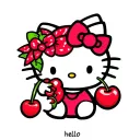 hello kitty eating cherries tattoo design idea
