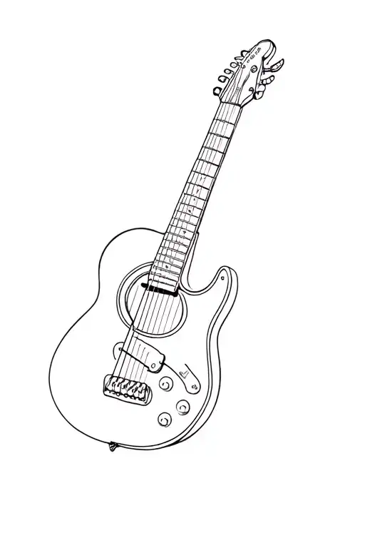 black fine line abba with guitar for the song hole in your soul tattoo design idea