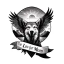 Tattoo which includes love for mom, travel, mountains, sea,sunsets, wolf, eagle, time changes, horse tattoo design idea