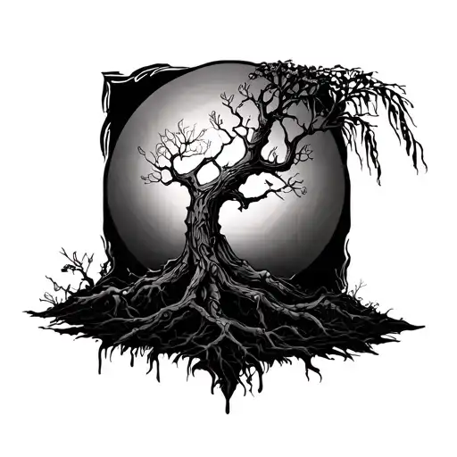 poison tree and willow tree tattoo design idea