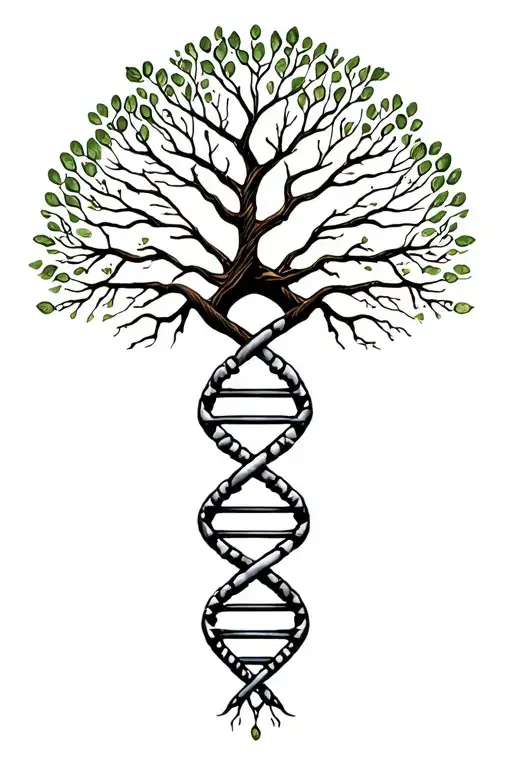 tree of life with human DNA double helix intertwined, make it simple  tattoo design idea