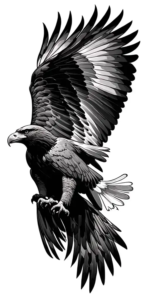 forest wirh eagle soaring tattoo design idea