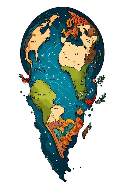 world map adventure tattoo design idea