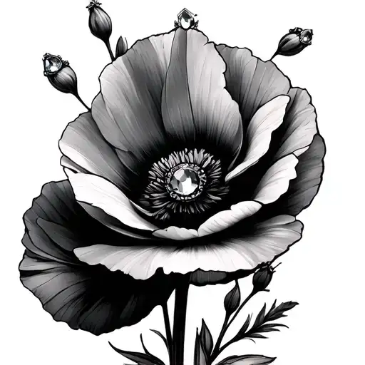 "poppy" and "madden" with September birthstone and June birthstone tattoo design idea