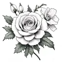 Carnation flower, snowdrop flower, rose flower, honeysuckle flower, narcissus flower, Holly flower, Gemini zodiac sign, tattoo design idea