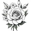 Carnation flower, snowdrop flower, rose flower, honeysuckle flower, narcissus flower, Holly flower, Gemini zodiac sign, tattoo design idea