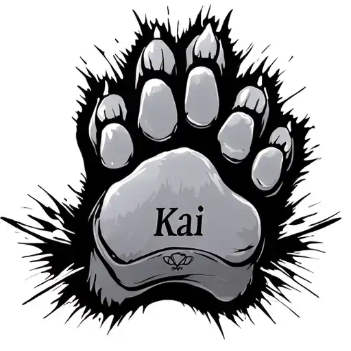 my dogs paw with his name kai uncluded tattoo design idea