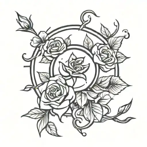 Lucifer sigil with red roses blooming tattoo design idea
