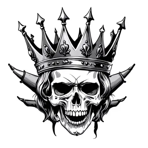 3 headed evil skull with kings crown tattoo design idea