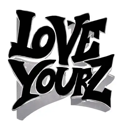 love yourz vertical text tattoo design idea